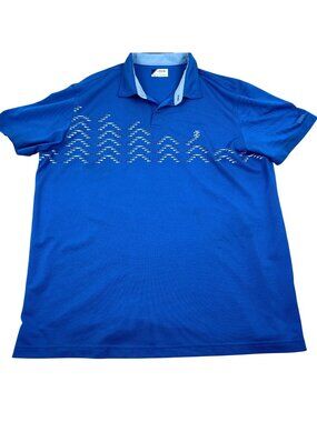 Izod Golf Mens Polo Shirt Size XL Blue Short Sleeve Patterned Performance Top